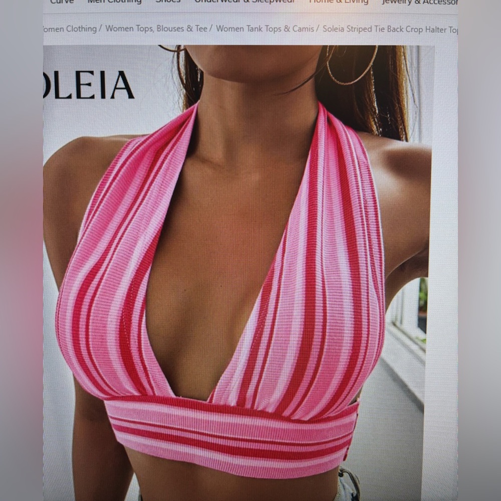 Shein Soleia striped halter crop top